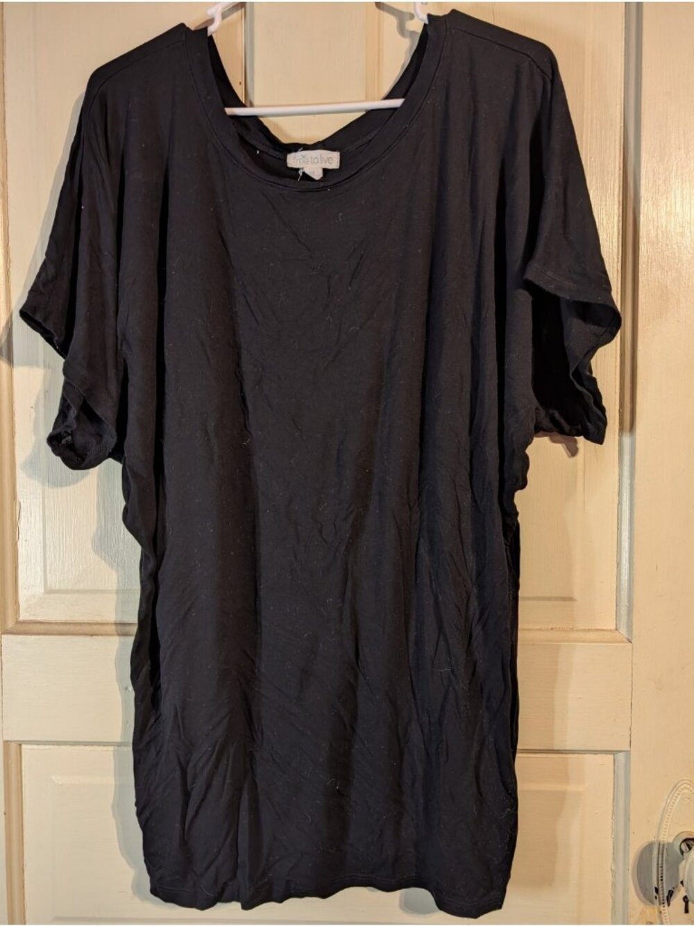 Free To Live Dolman Sleeve Tunic Tee Black Size XL
